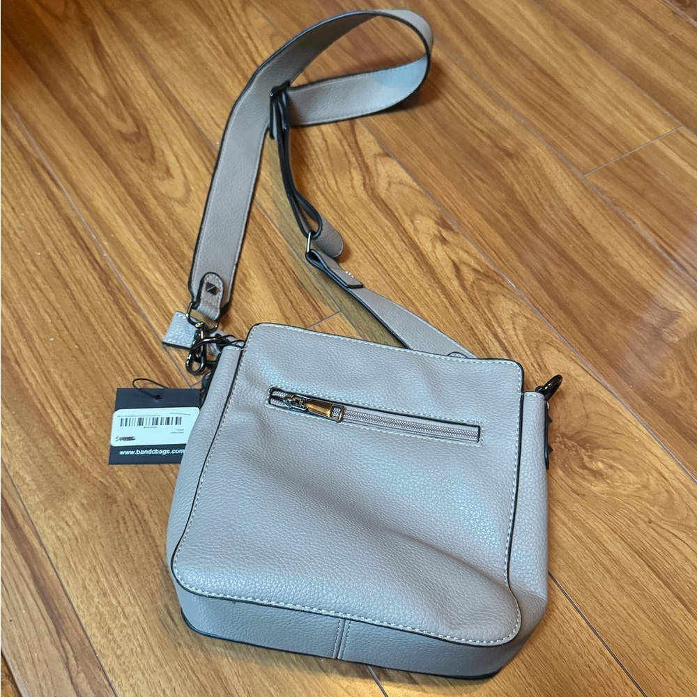 Mini Taupe Studded Vegan Crossbody - Picture 2 of 11